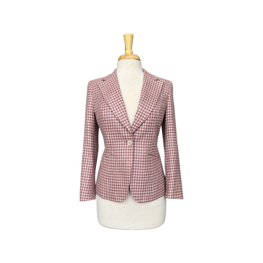 Pink houndstooth outlet jacket