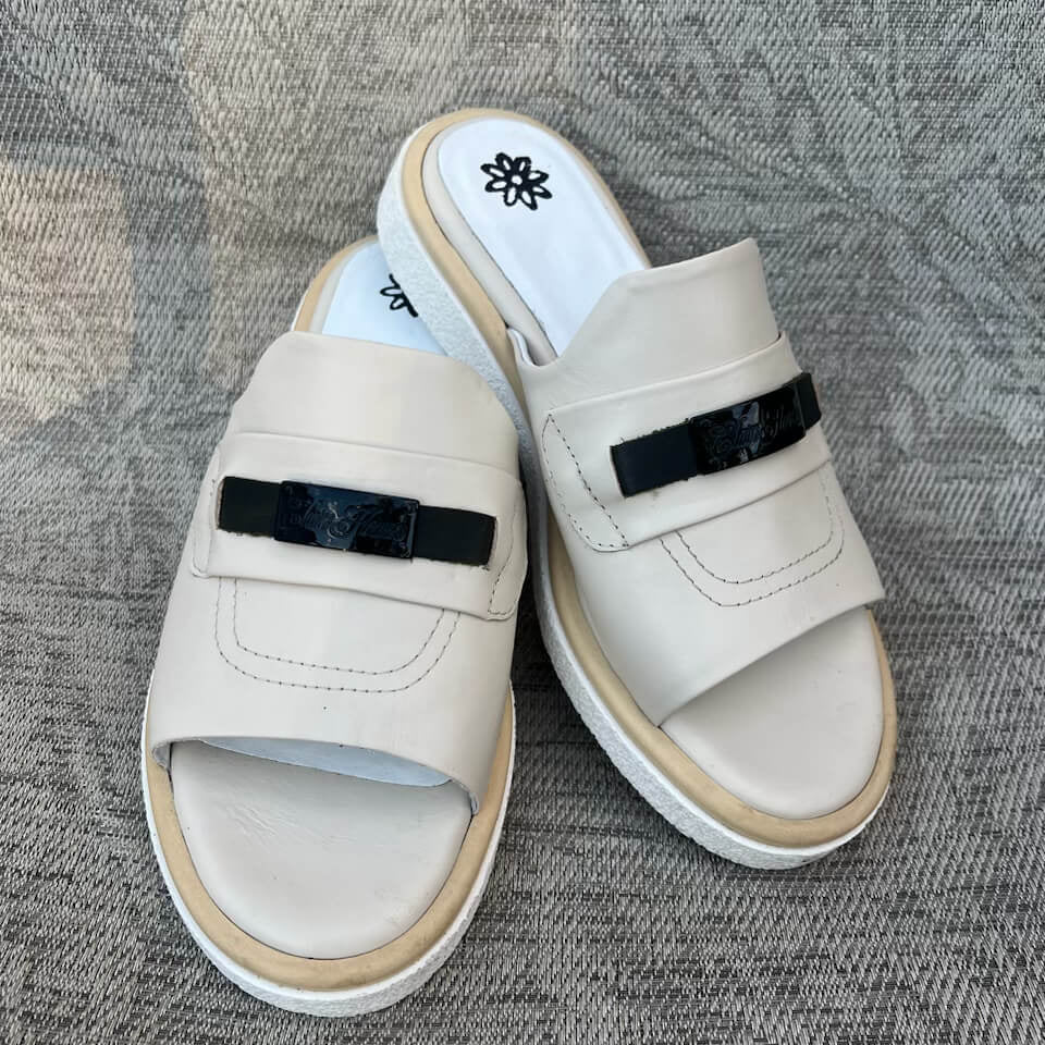 Kaden Slip-On Sandal with Black Logo Detail - Perfect beach, resort, or yacht shoe