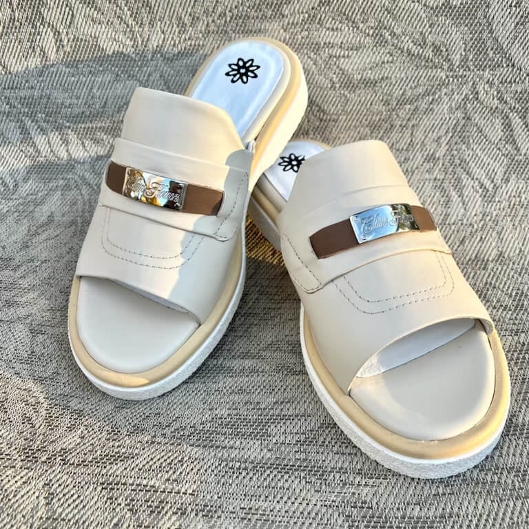 Kaden Slip-On Sandal with Brown Logo Detail - Perfect beach, resort, or yacht shoe