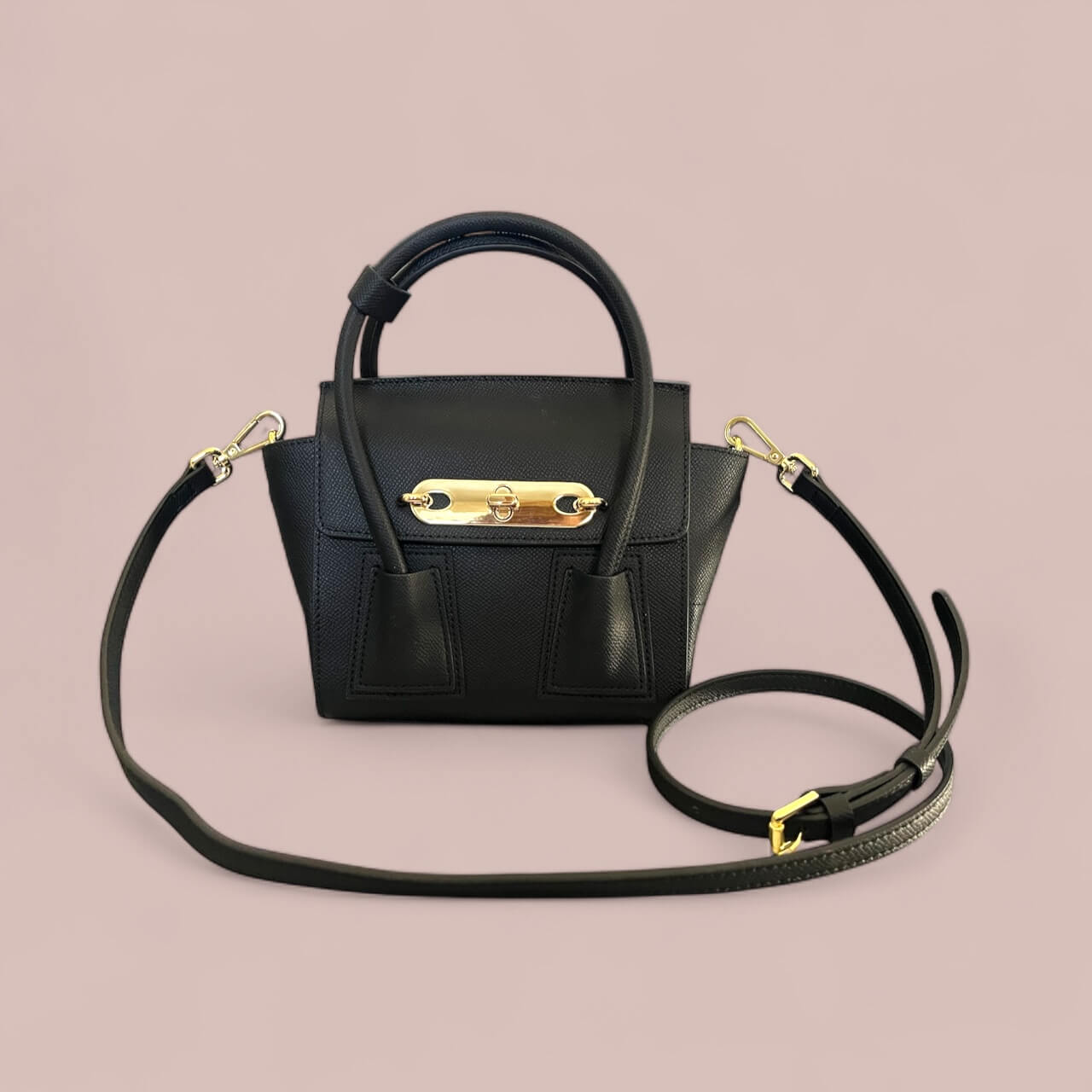 Claire Flowers Mini Black Leather Bag – Most Versatile Bag for Elegance