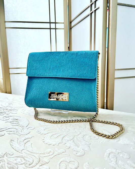 Powder Blue and Gold Clutch