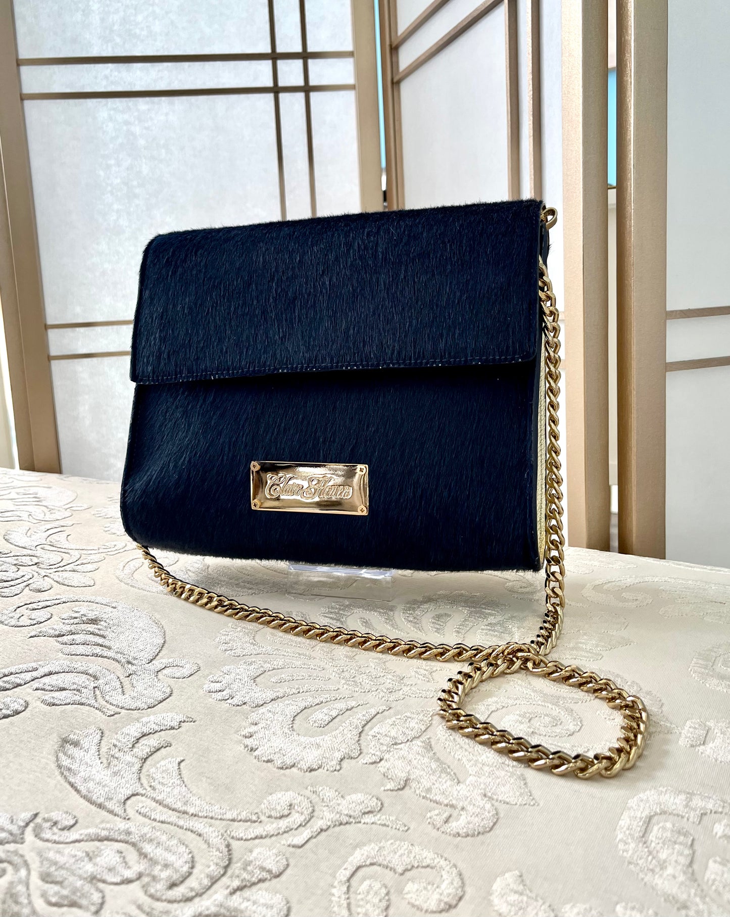 Navy Blue and Gold Clutch