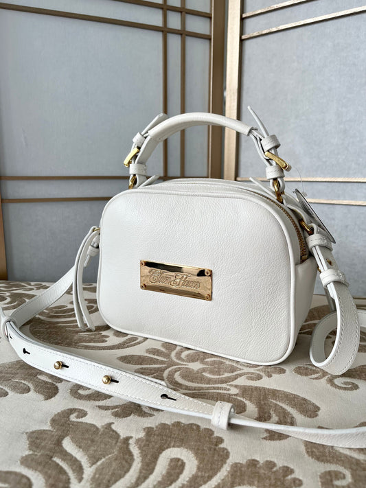 Claire Flowers Crossbody in White Leather